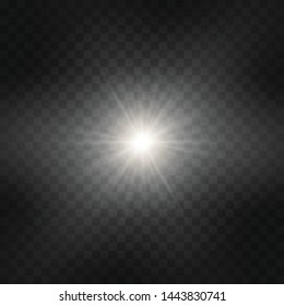 White Star burst with dust and sparkle isolated on blue black transparent background Glow light effect with rays and shine particles. Set of Glowing Light Stars with Sparkles. Light effect.
