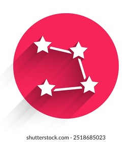 White Star constellation zodiac icon isolated with long shadow background. Red circle button. Vector