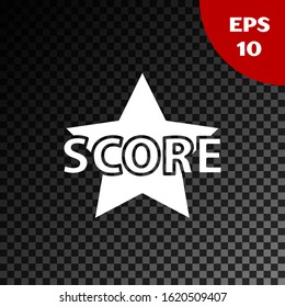 White Star icon isolated on transparent dark background. Favorite, score, best rating, award symbol.  Vector Illustration