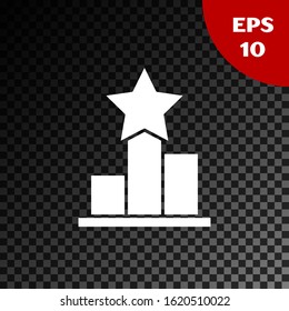 White Star icon isolated on transparent dark background. Favorite, score, best rating, award symbol.  Vector Illustration
