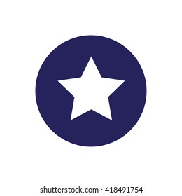 White star icon vector illustration. Blue circle. Blue button