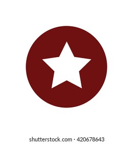 White star icon vector illustration. Red circle. Red button
