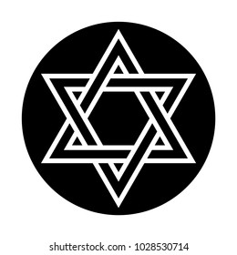 White star of King David on black background