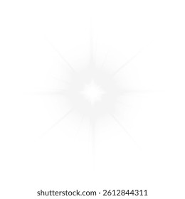 White star light effect. Star burst with glitter on white background. Vector illustration.