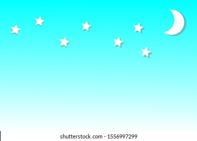 white star and moon with shadow on blue sky background empty space vector eps 10