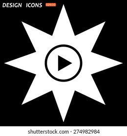 white star on a black background. play. icon. vector design