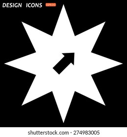 white star on a black background. arrow indicates the direction. icon. vector design
