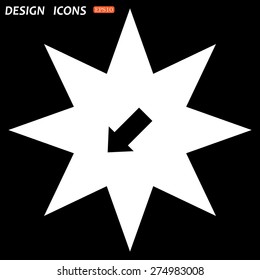 white star on a black background. arrow indicates the direction. icon. vector design