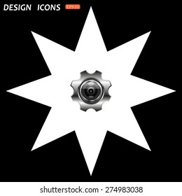 white star on a black background. camera Settings. icon. vector design