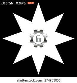 white star on a black background. unlock settings. icon. vector design