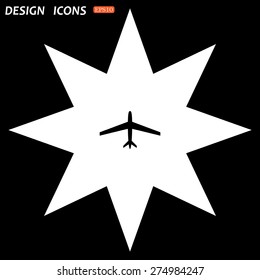 white star on a black background. plane. icon. vector design