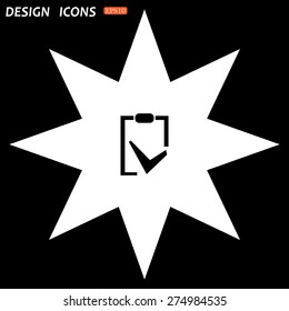 white star on a black background. tablet with paper. icon. vector design