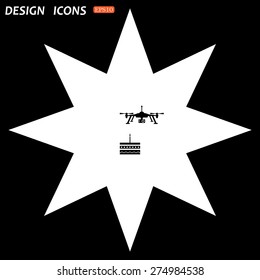 white star on a black background. Birthday cake. Quadrocopter. icon. vector design