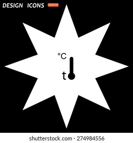 white star on a black background. Thermometer. icon. vector design