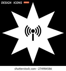 white star on a black background. The wireless network. icon. vector design