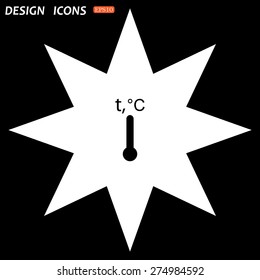 white star on a black background. Thermometer. icon. vector design