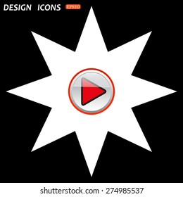 white star on a black background. play. icon. vector design