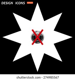 white star on a black background. photo video banned camera crossed out with a red cross. icon. vector design