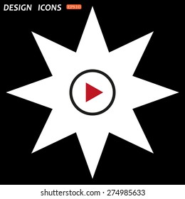 white star on a black background. play. icon. vector design