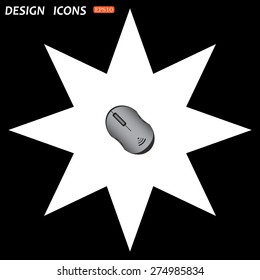 white star on a black background. realistic wireless mouse. icon. vector design
