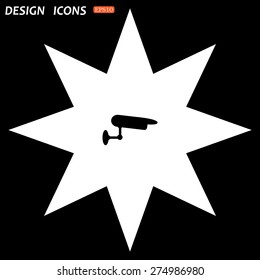 white star on a black background. surveillance Camera. icon. vector design