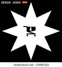 white star on a black background. put in shopping cart. icon. vector design