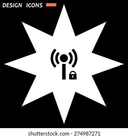 white star on a black background. Wireless network access is closed, locked. icon. vector design