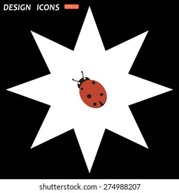 white star on a black background. Ladybird. icon. vector design