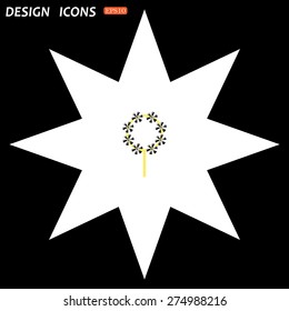 white star on a black background. Children's toy wind mill, turntables, pinwheel wind vane. icon. vector design