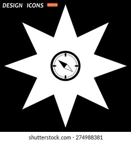 white star on a black background. Compass . icon. vector design