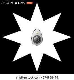 white star on a black background. icon smartphone camera and flash. icon. vector design