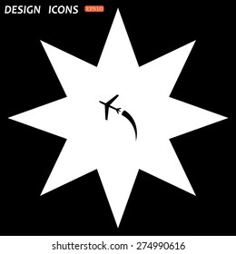 white star on a black background. plane. icon. vector design