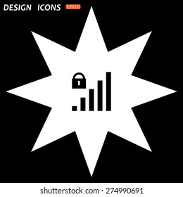 white star on a black background. signal strength indicator, closed access. icon. vector design