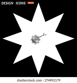 white star on a black background. Cog Settings. icon. vector design