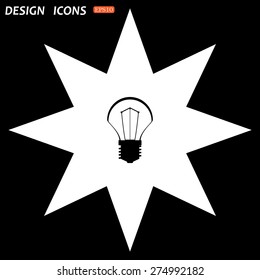 white star on a black background. incandescent bulb. icon. vector design