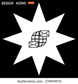 white star on a black background. Internet e-mai, envelope lette, Globe. icon. vector design