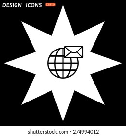 white star on a black background. Internet e-mai, envelope lette, Globe. icon. vector design