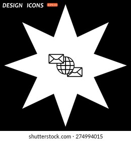 white star on a black background. Internet e-mai, envelope lette, Globe. icon. vector design