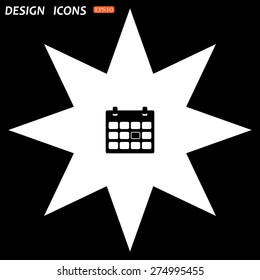 white star on a black background. Calendar. icon. vector design