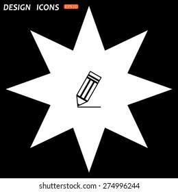white star on a black background. black pencil. icon. vector design