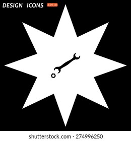 white star on a black background. black wrench. icon. vector design