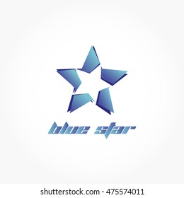 white star on a gradient blue star with dark blue shadow for company logo vector