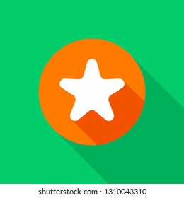 White star on orange circle. Simple flat symbol. Modern, minimalist, round icon in stylish colors. Website page and mobile app design vector element.