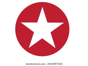 White Star on Red Circular label. Editable Clip Art.