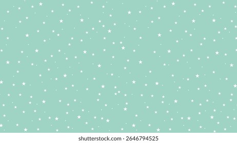 White star pattern on mint green background. Seamless celestial vector design for baby fabric, nursery wallpaper, party decor, wrapping paper, or kids digital projects.