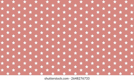 White star pattern on muted red background. Seamless baby shower design, nursery wallpaper, kids fabric, simple cute vector, pastel celestial starry sky repeat.