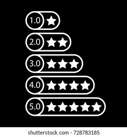 White star rating. Rate system. Feedback concept. Vector illustration on black background.