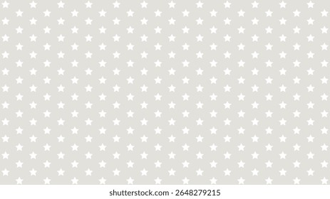 Padrão contínuo de estrela branca no fundo cinza claro. Papel de parede de bebê minimalista, papel de embrulho para crianças bonito, vetor de berçário neutro, kawaii repetir textura de estrela, design de estrela pastel macio.