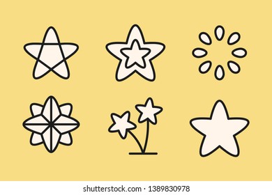 Vectores de colección de iconos de la forma de la estrella blanca