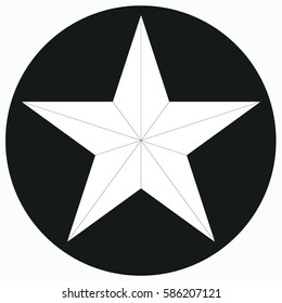 White Star shape isolated on black circle background. flat sign. Yellow internet concept. Trendy vector decoration symbol for website design, mobile app. Logo illustration. vector illustration